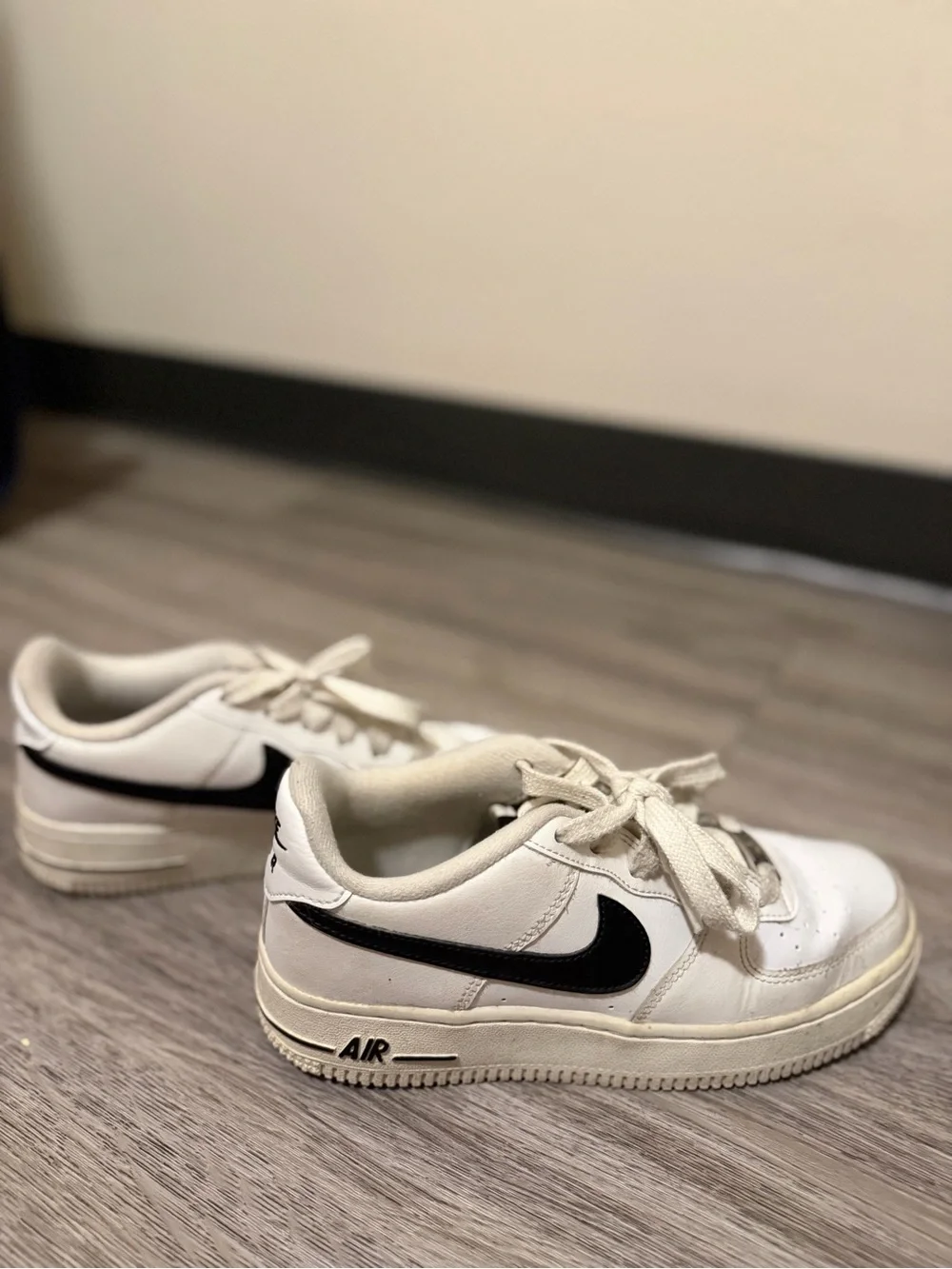 Nike White Low-Top Sneakers with Black Swoosh